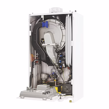 Combi Boiler Open to reveal components