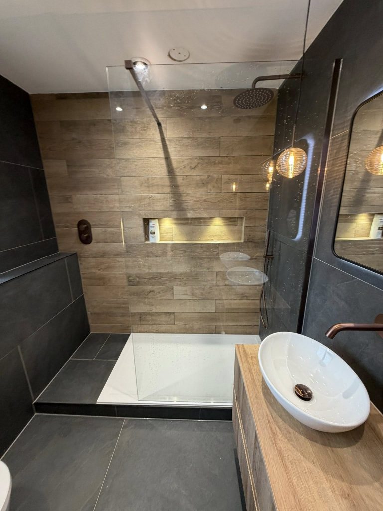 Walkin shower wet room and full bathroom suite replaced and new one installed by LB Plumbing in Bacup