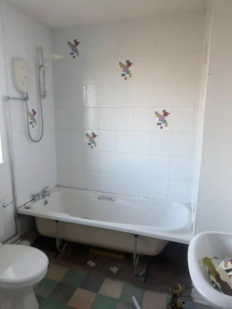 Old bathroom suite to be taken out