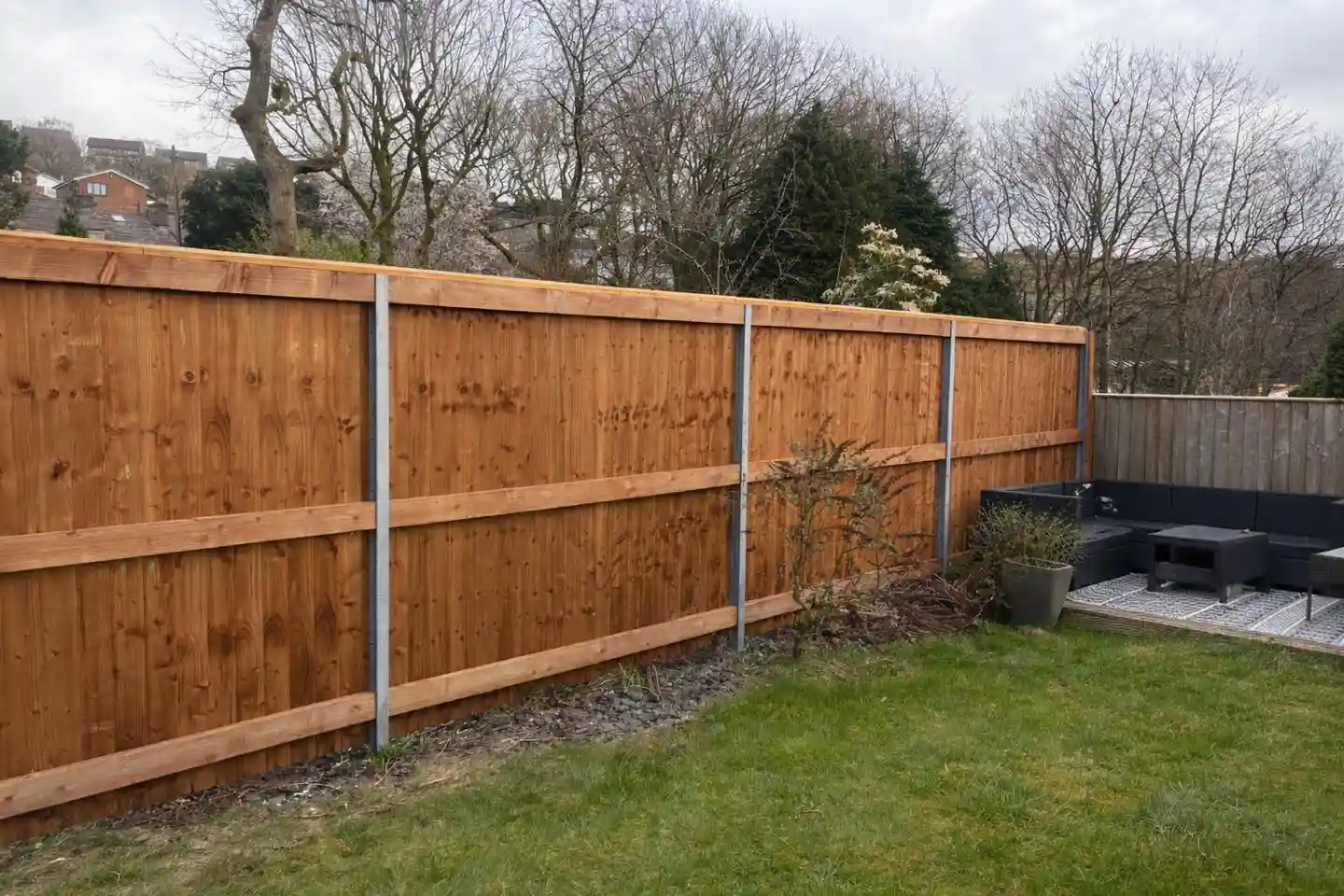 Fencing panels installed in garden